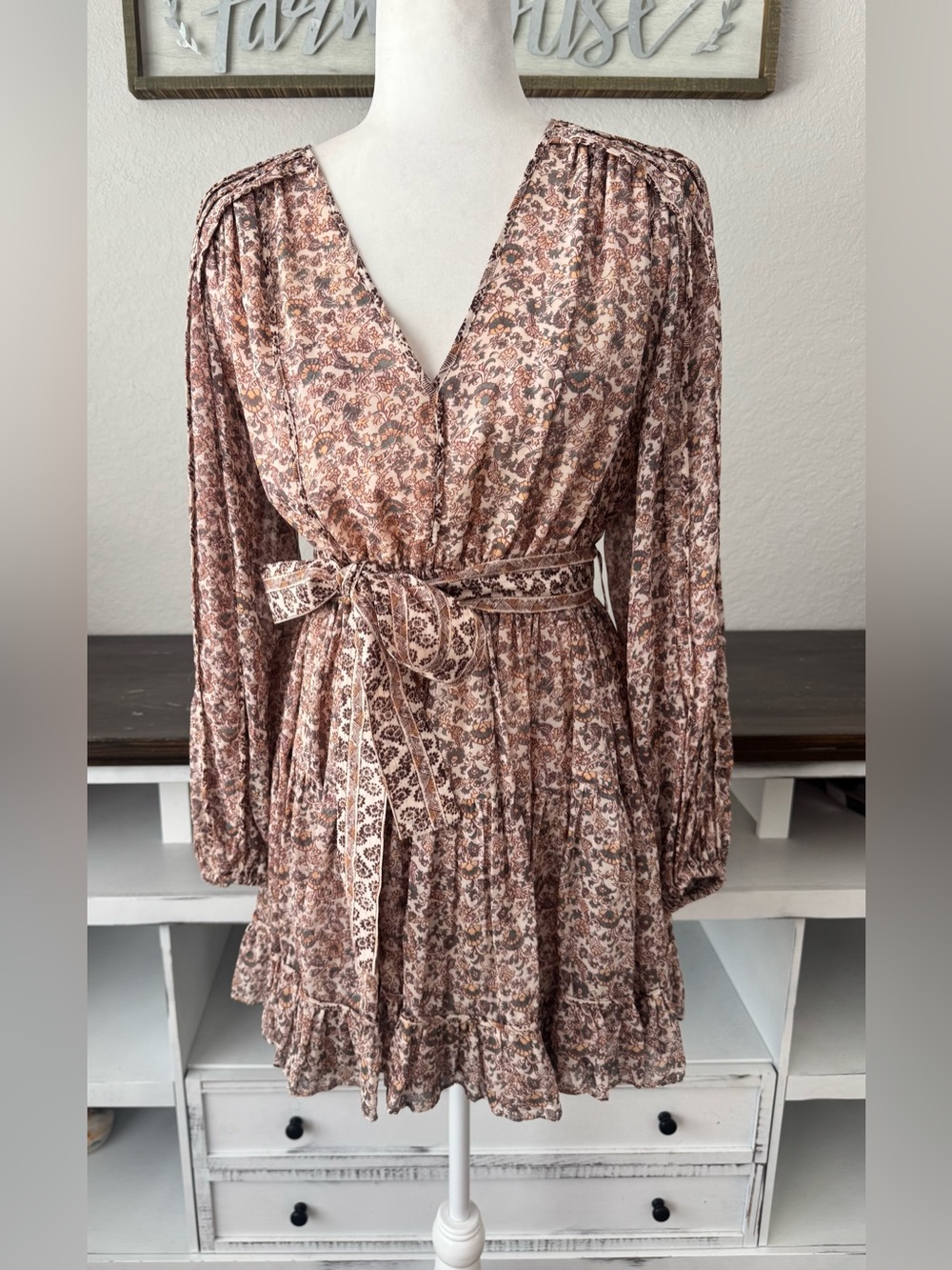 New Ulla Johnson Eleni Dress Gardenia 100% Silk Belt Women's Size 0 CC - Picture 2 of 9